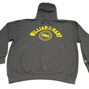 VTG William & Mary Charcoal Gray Hoodie Sweatshirt Sweater By Champion Size XL
